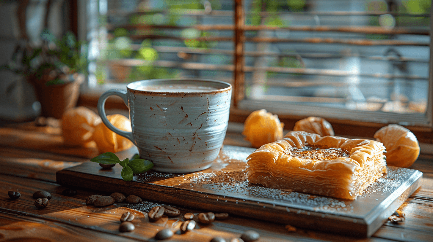 Baklava next to Coffee Cup - Mediterranean Cuisine