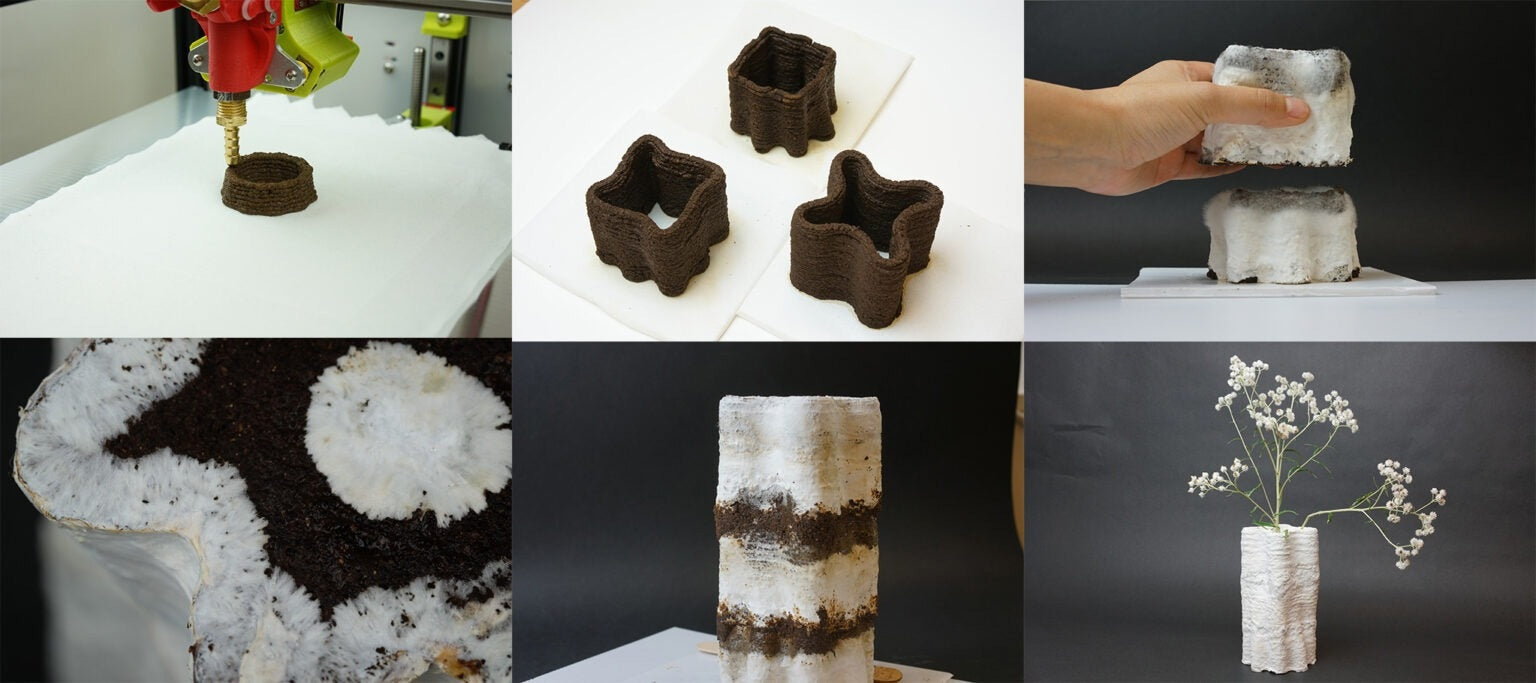 Innovative 3D Printing with Coffee Grounds and Mycelium