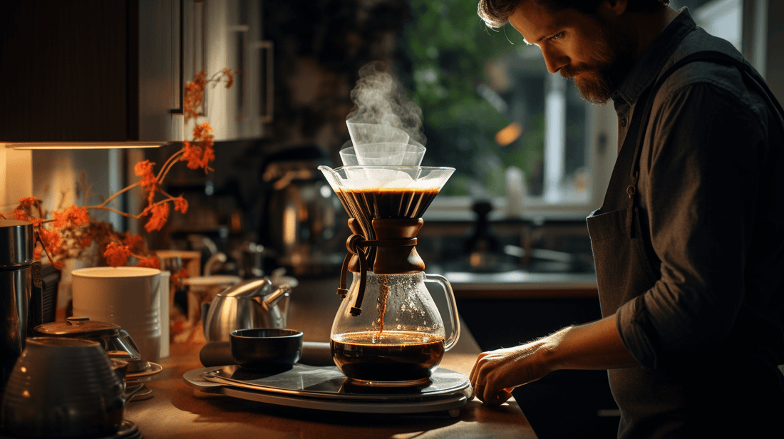 Man making coffee in the kitchen