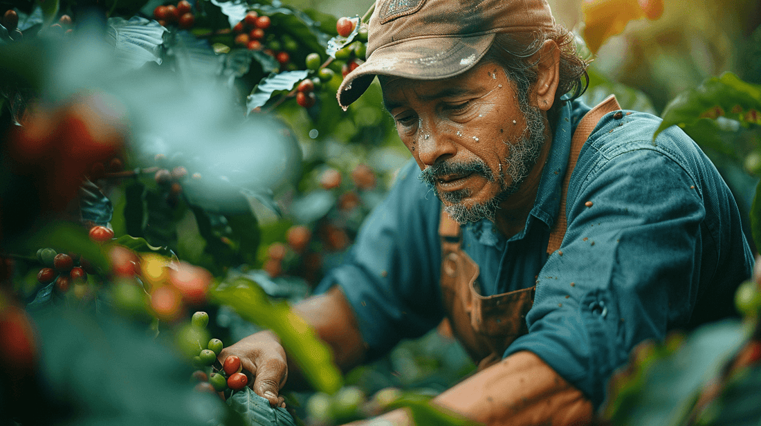 Panamian Farmer Picking Elida Geisha Coffee