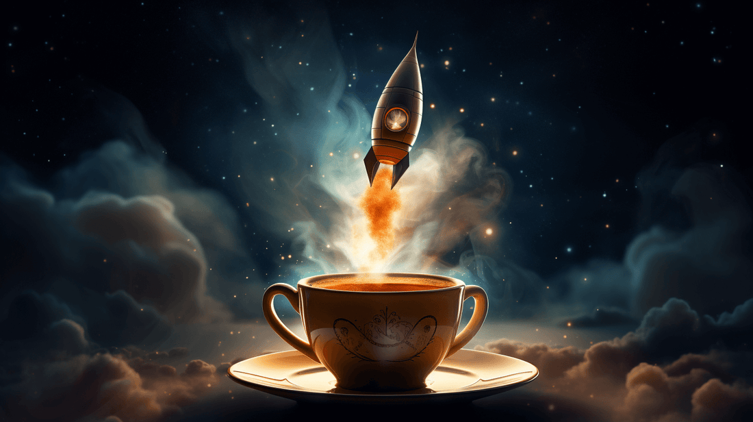 Rocket launching from a steaming cup