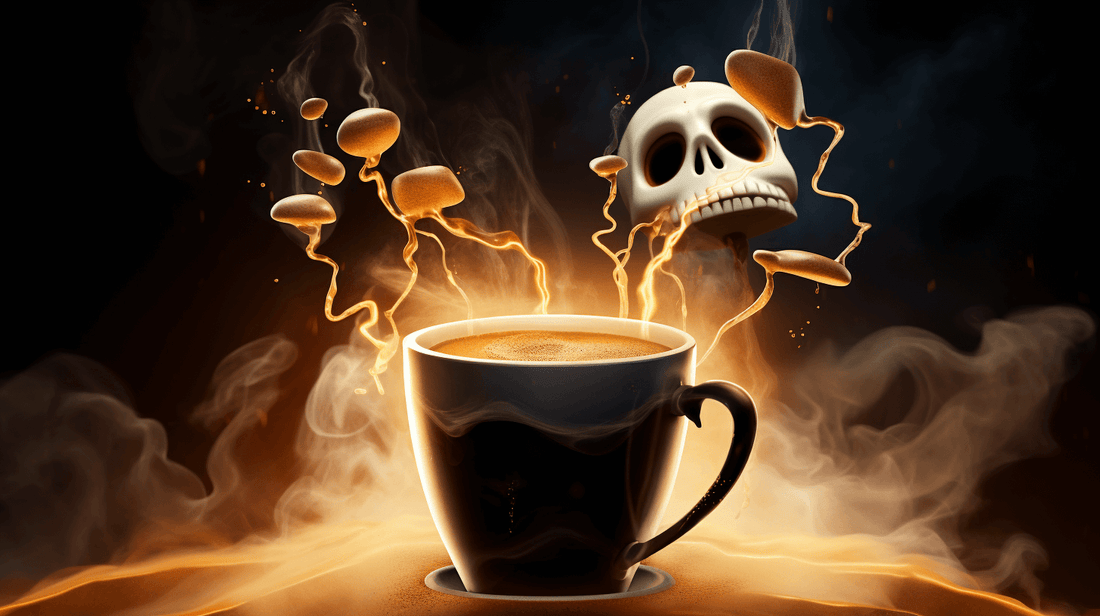 Skeleton revived by a cup of coffee