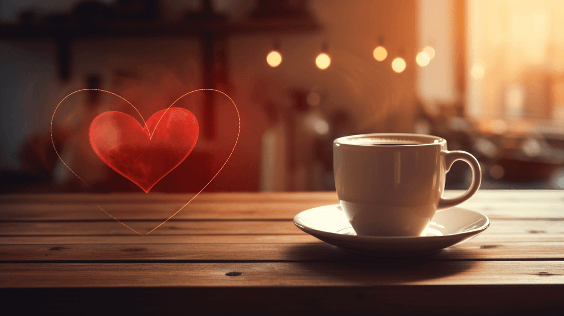 Coffee cup with steaming red heart