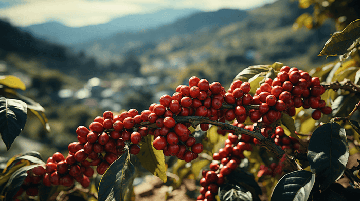 Coffee beans on coffee plantation